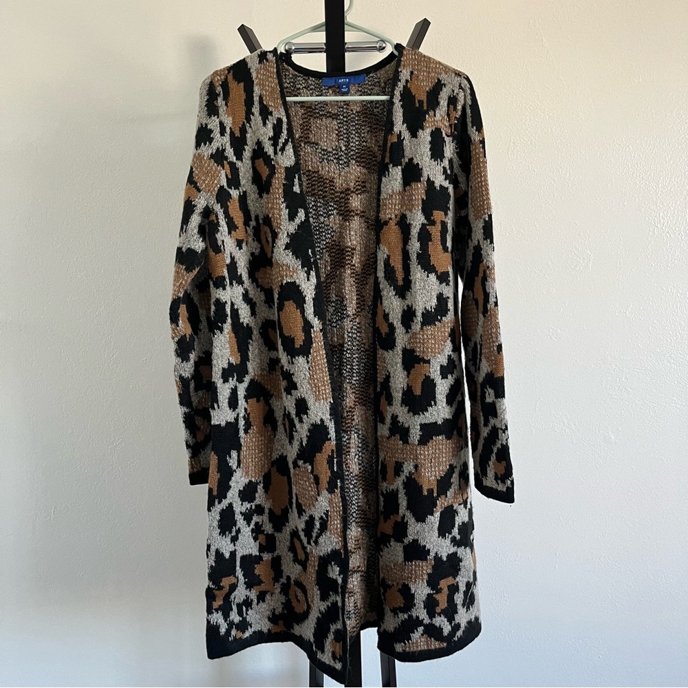 Apt. 9 Black and Brown Animal Print Cardigan